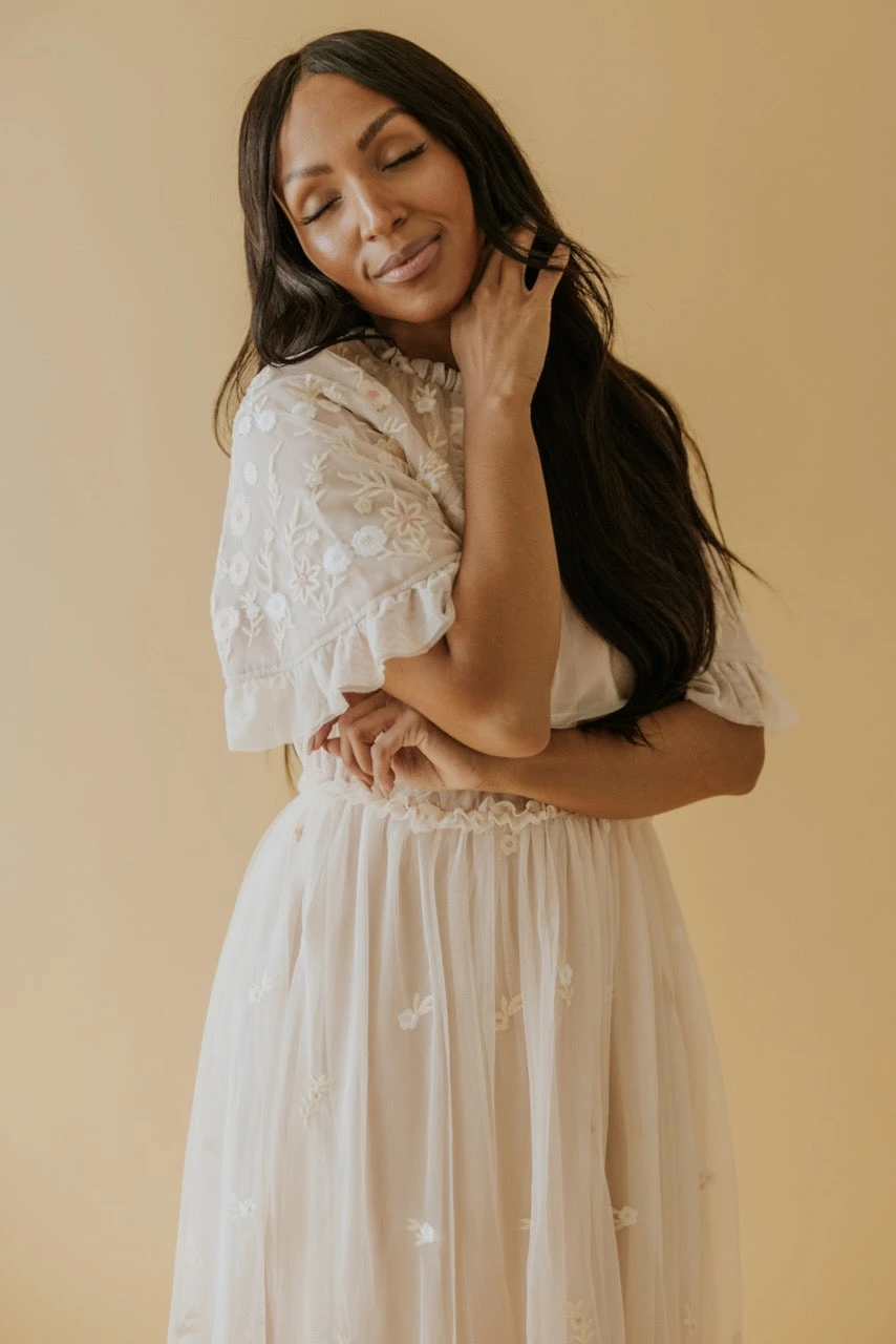 SALT Rosalind Embroidered Tulle Dress - Image 9