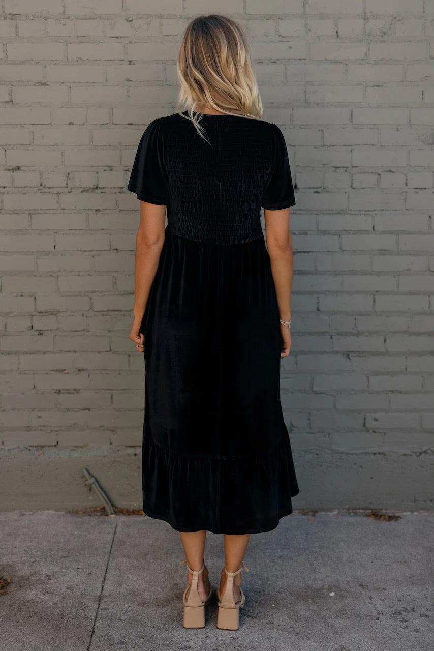 New Moon Flutter Sleeve Velvet Dress - Image 4