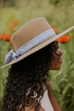 Dusty Blue Floral Fabric Hat Band