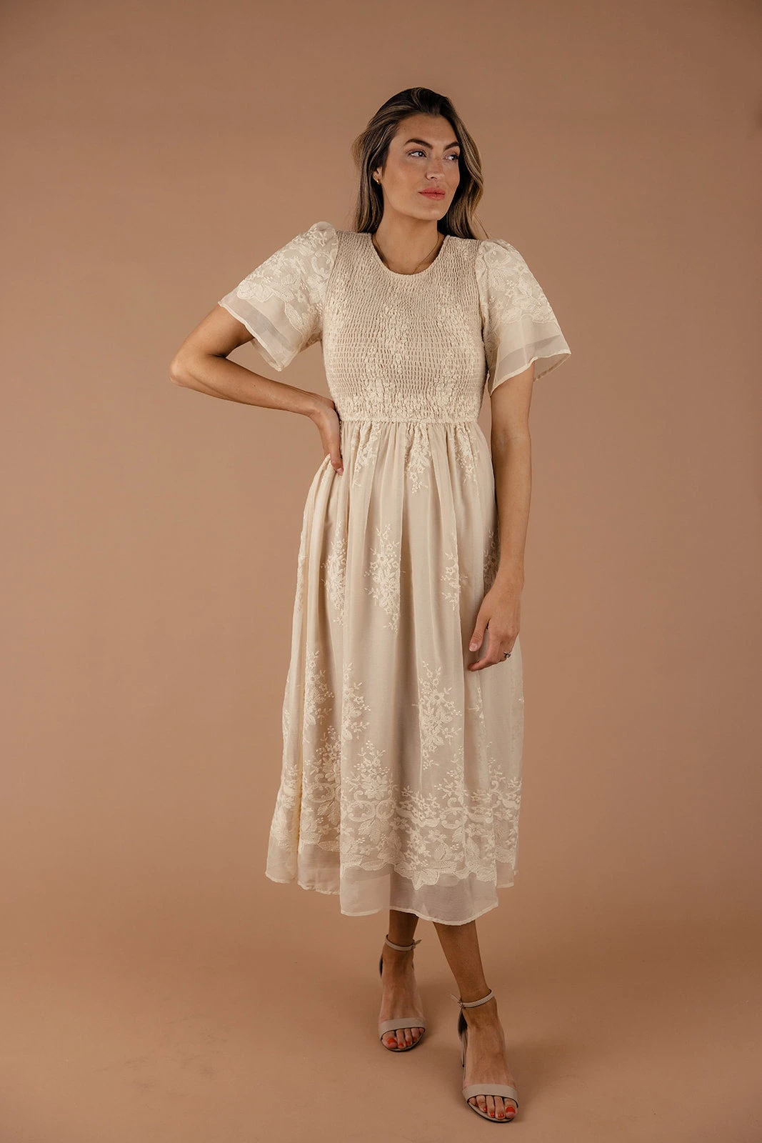 Juliette Smocked Lace Dress - Image 3