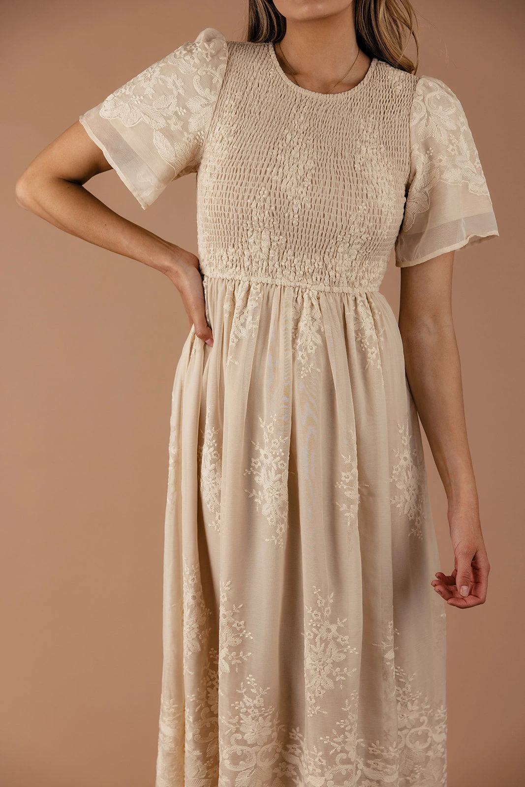 Juliette Smocked Lace Dress - Image 4