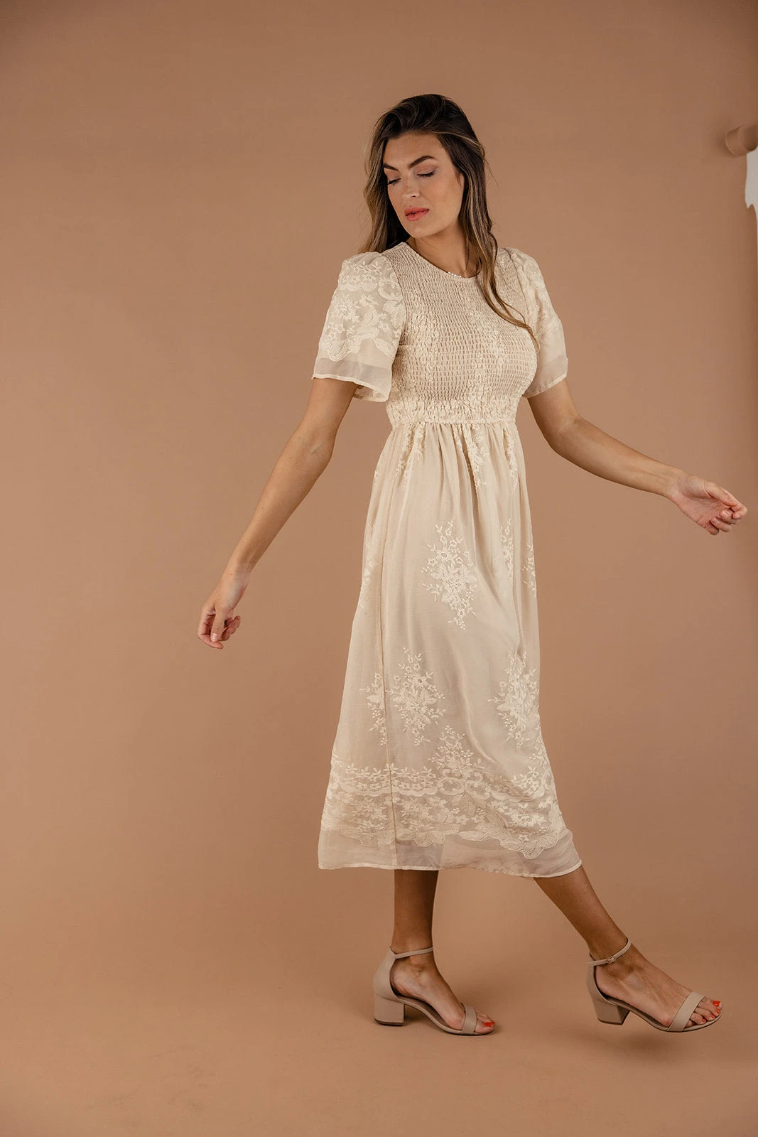 Juliette Smocked Lace Dress - Image 7
