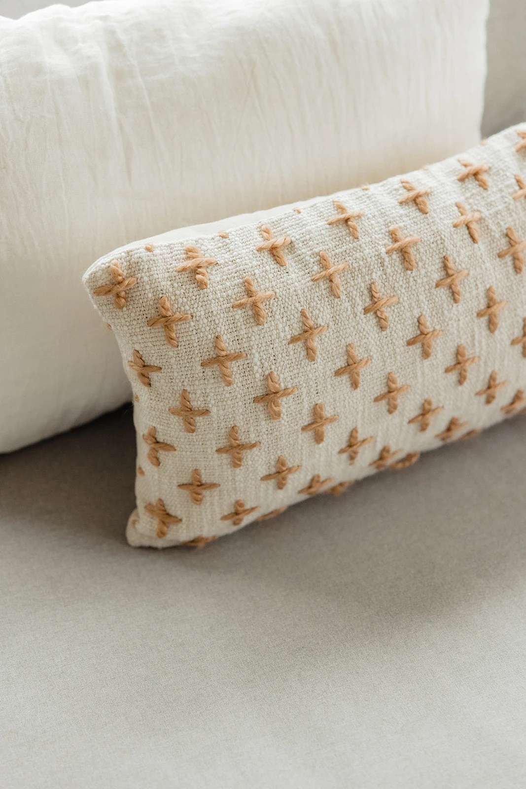 Sparrow Cross Embroidered Lumbar Pillow - Image 2