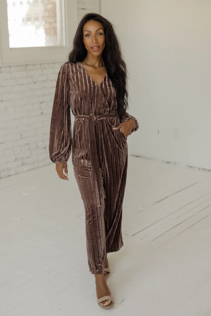 SALT Laurene Textured Velvet Jumpsuit - Image 10