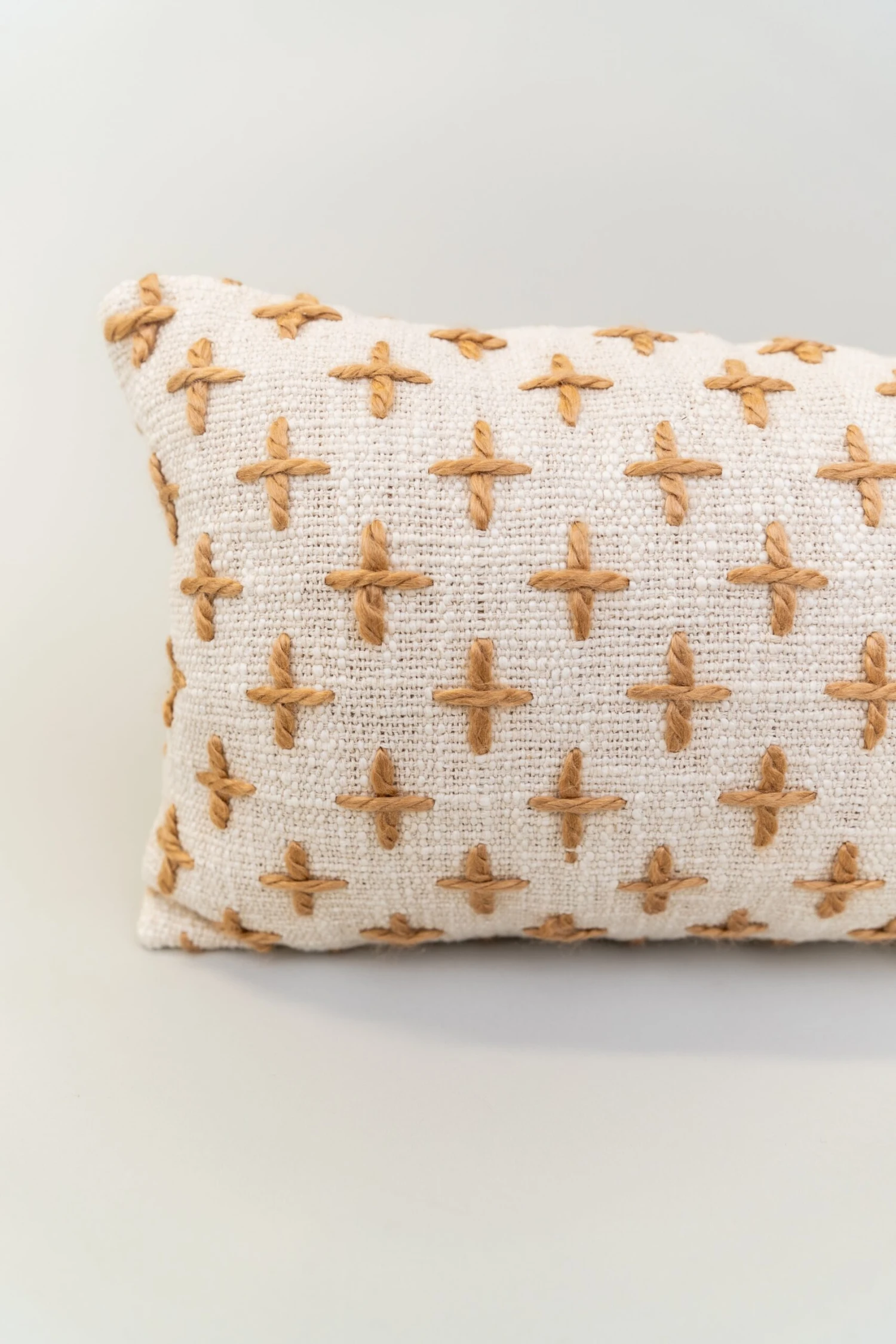 Sparrow Cross Embroidered Lumbar Pillow - Image 4