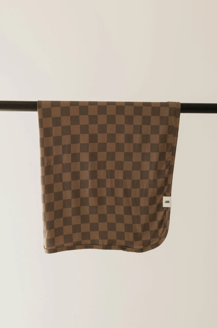 Bamboo Infant Swaddle | Faded Brown Checker - Image 2