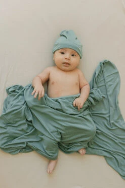 Little Unicorn Harbor Stretch Knit Swaddle And Hat Set