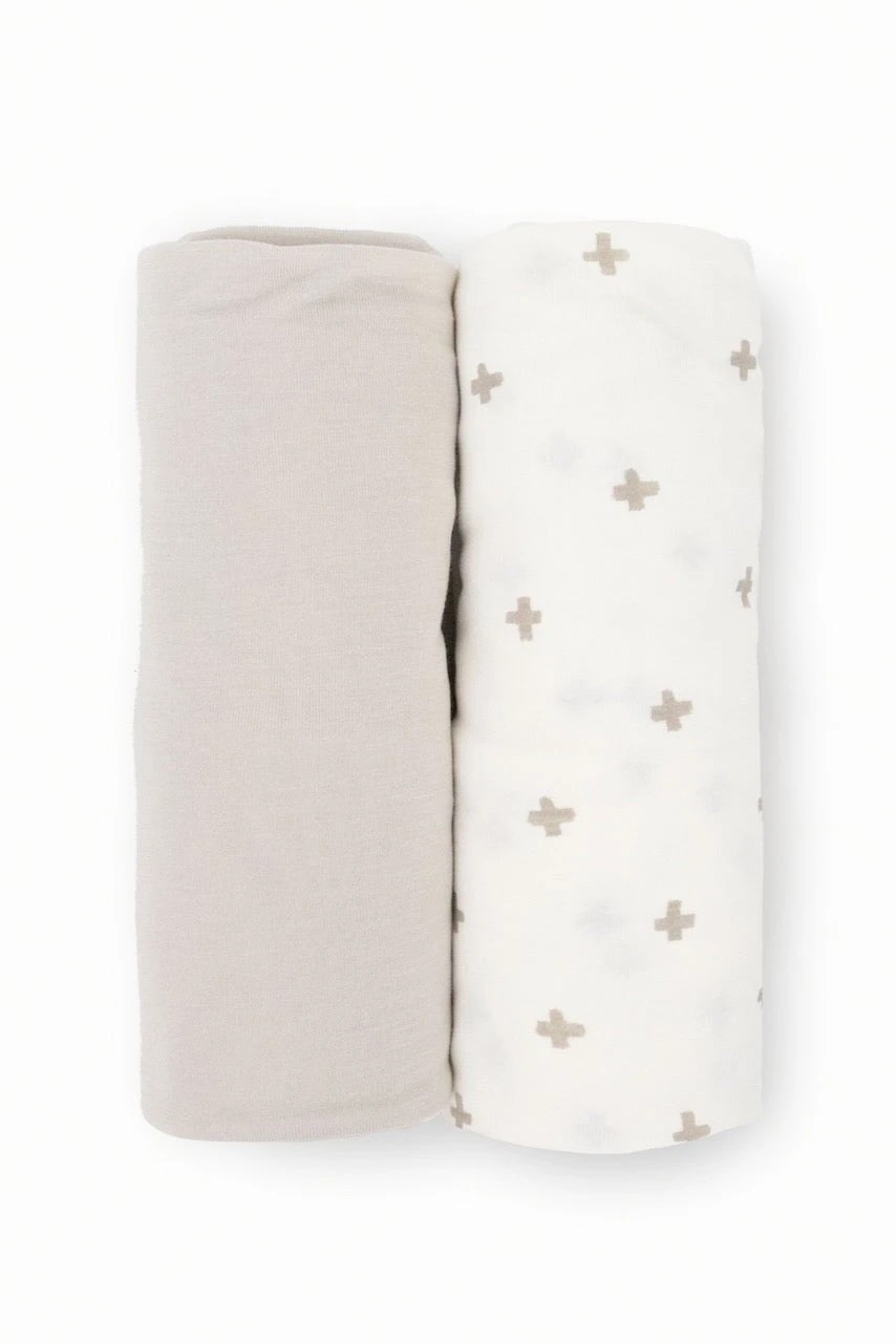 Little Unicorn Grey Cross Stretch Knit Swaddle Blanket 2 Pack - Image 3