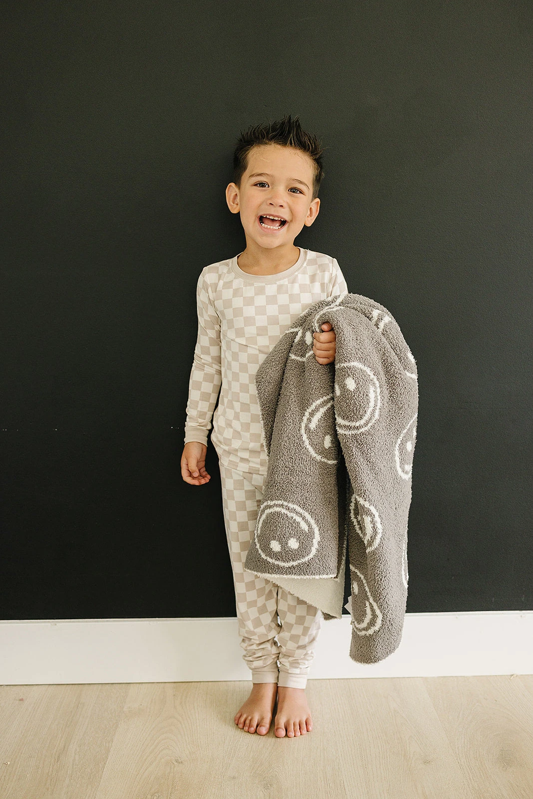 Taupe Checkered Bamboo Cozy Set - Image 2